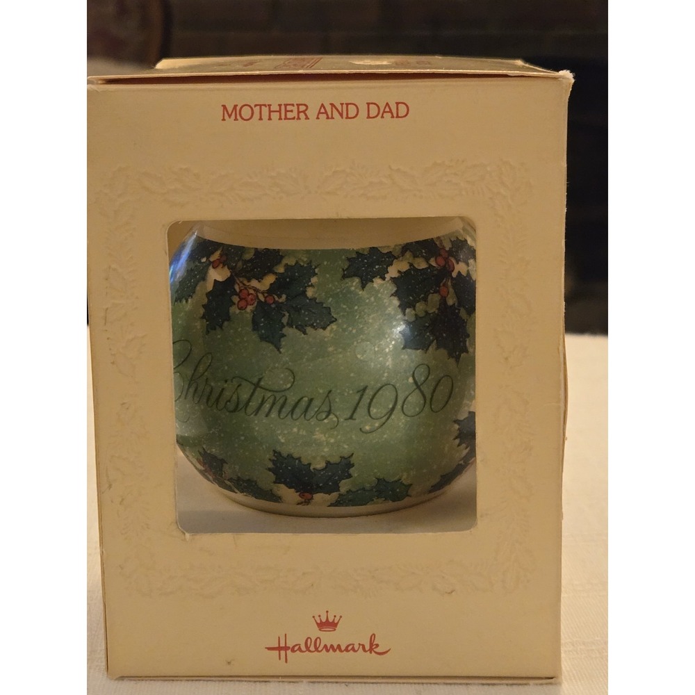 Vintage Hallmark Tree-Trimmer Collection 1980 "Mother and Dad "Glass Ornament